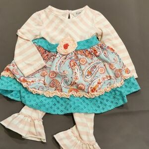 Two piece ruffled long sleeve pant set, 2T